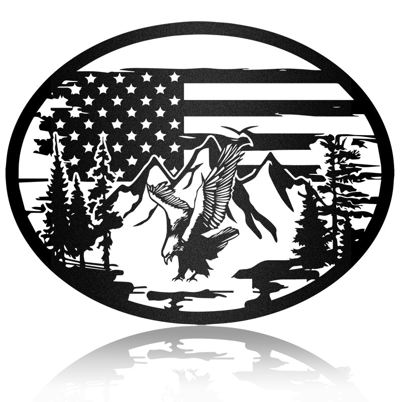 Eagle America Flag Metal Wall Art