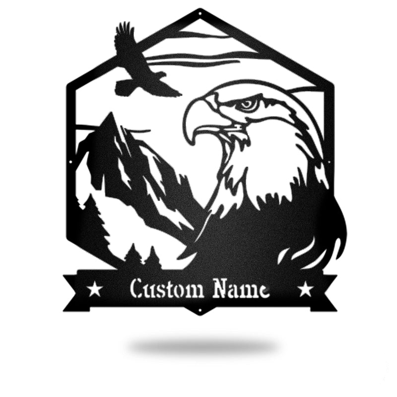 Eagle Custom Name Sign Decor In Independence Day Metal Wall Art