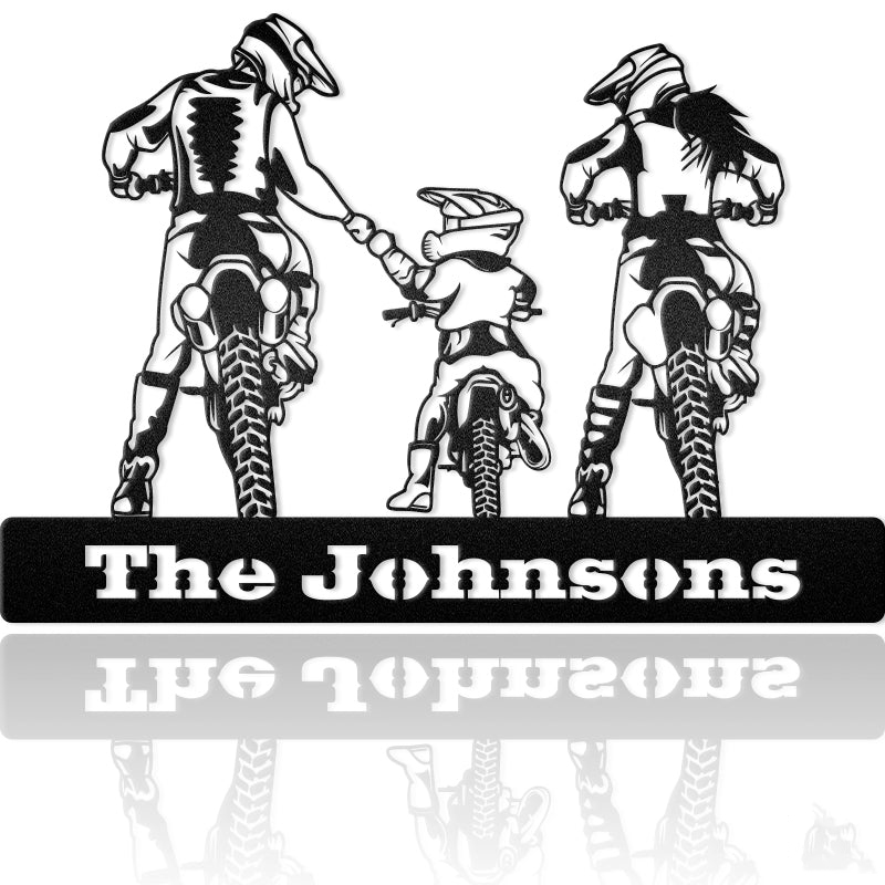 Family Motocross Motorcycle Bike Gift For Dad Metal Wall Art Decor