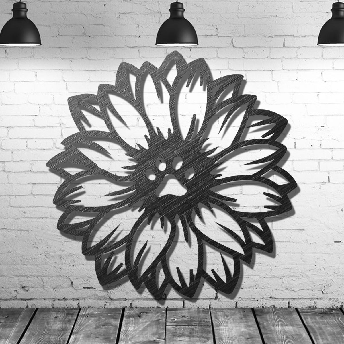 Paw Sunflower Love Metal Monogram Metal Wall Art
