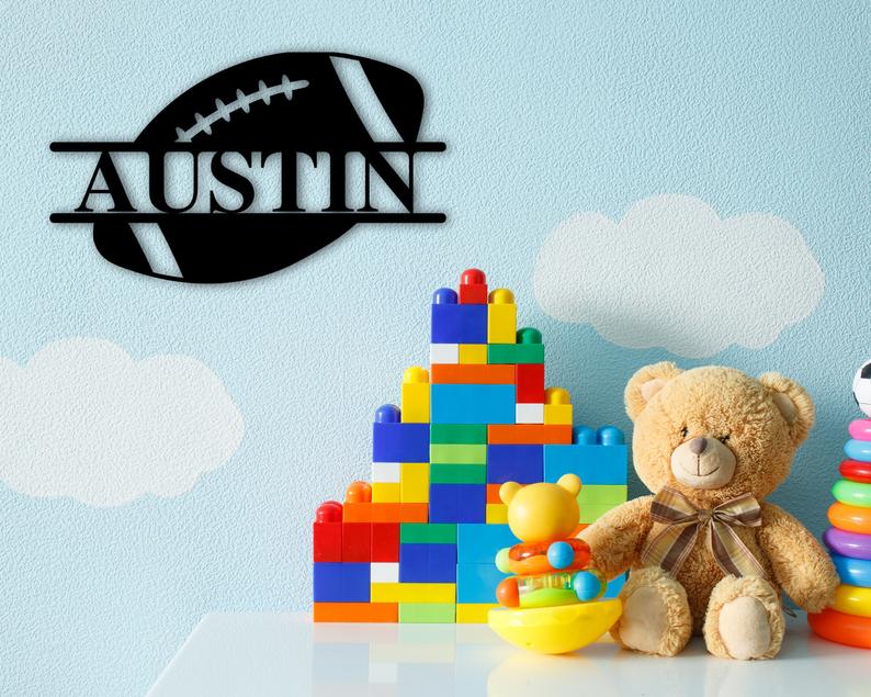 Football Name Sign Metal Wall Art