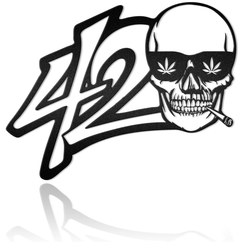 420 We.Ed Glasses Smoke Skull Skeleton Skull Metal Wall Art