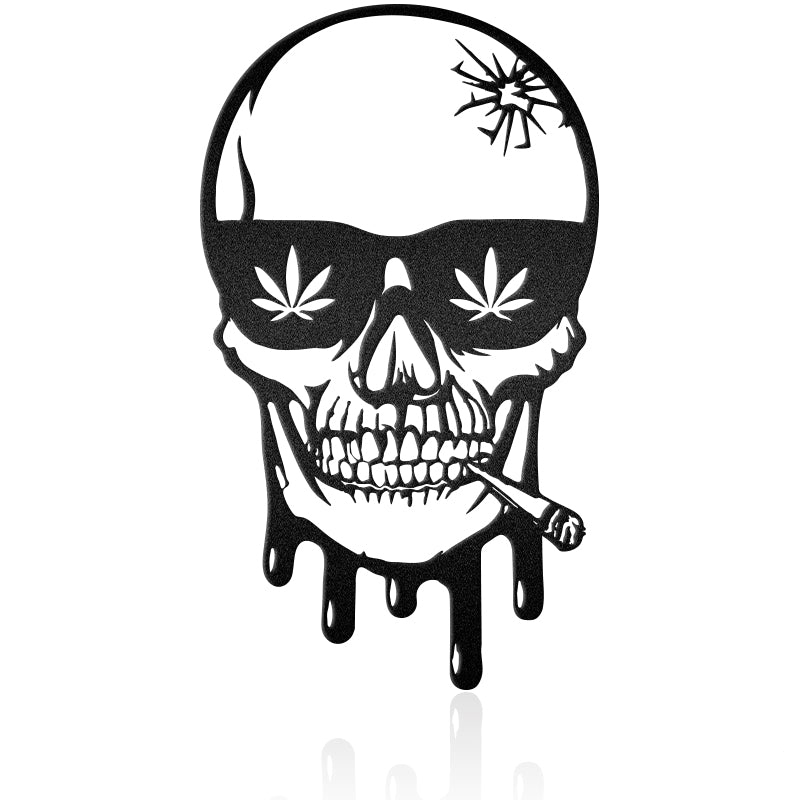 Marijuanaa Weed Glasses Skull Skeleton Skull Metal Wall Art