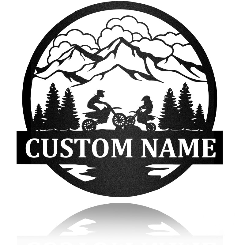 Father And Son Motorcycle Metal Wall Art