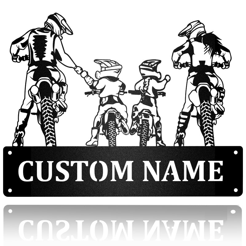 Family Motocross Metal Wall Art