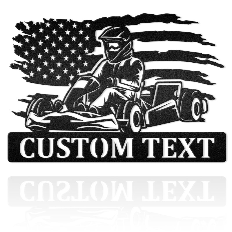 Dirt Kart Dad American Flag Motorcycle Metal Wall Art