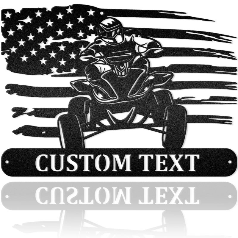 American Flag Motorcycle Metal Wall Art