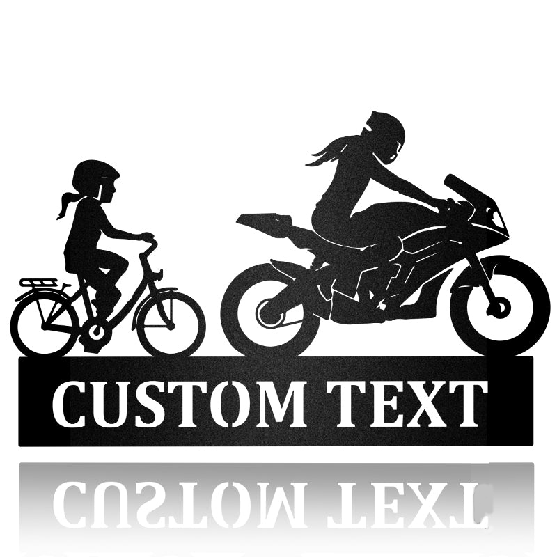 Mom And Daughter Motorcycle Metal Wall Art