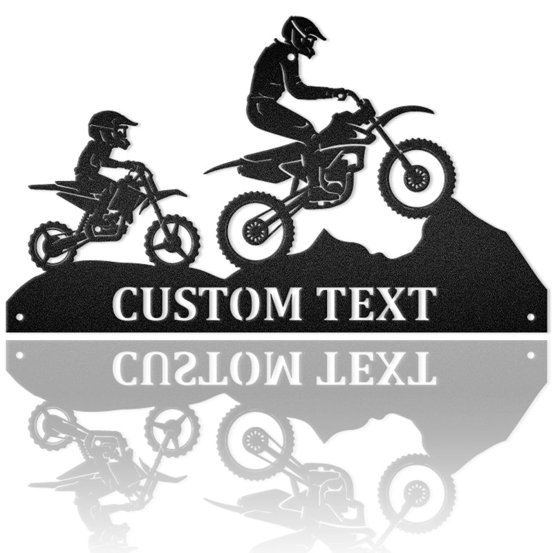 Dad And Son Bikes Motorcycle Metal Wall Art