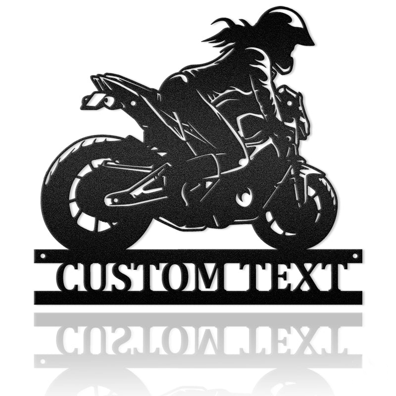 Girl Biker Motorcycle Metal Wall Art
