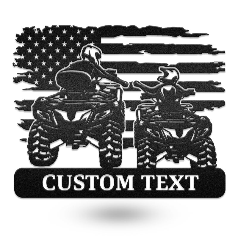 Family Custom American Flag Motorcycle Metal Wall Art