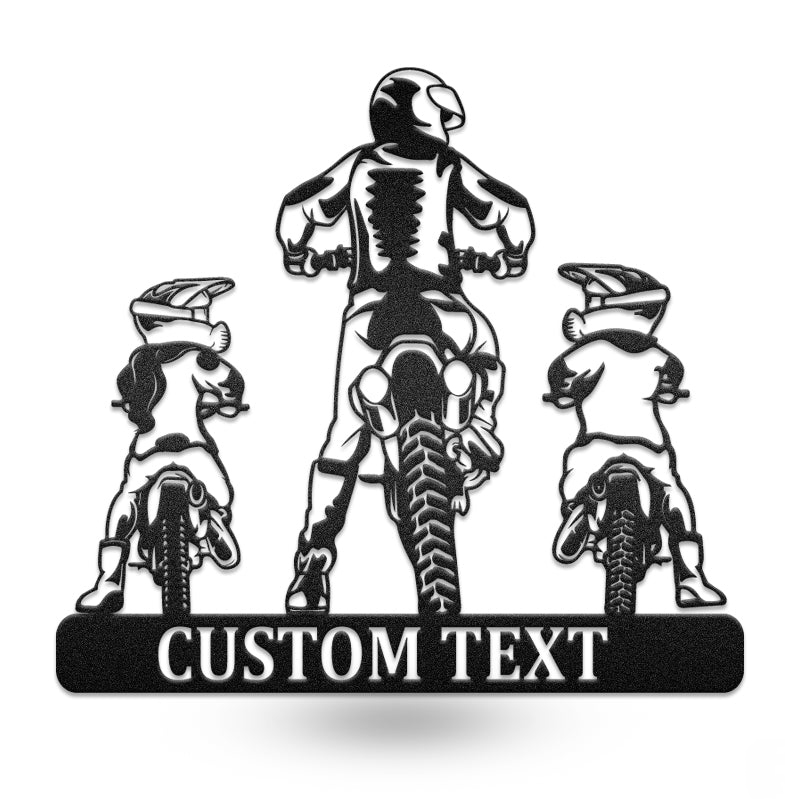 Dad Daughter And Son Motorcycle Metal Wall Art