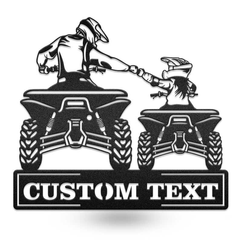 Dad And Daughter Quad Bike Metal Wall Art