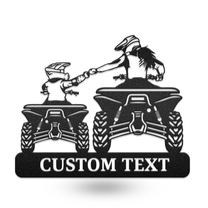 Mom And Son Quad Bike Metal Wall Art