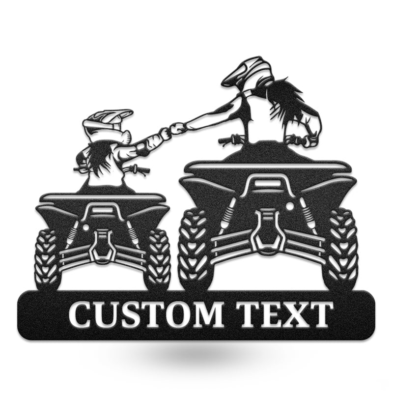 Mom And Daughter Quad Bike Metal Wall Art