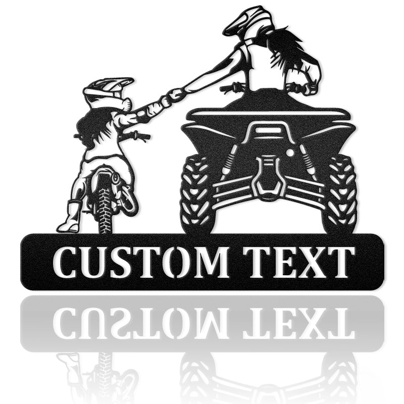 Mom & Daughter Dirt Bike Quad Extreme Dirt Metal Wall Art