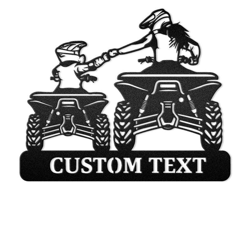 Mom & Son Dirt Bike Quad Extreme Dirt Metal Wall Art