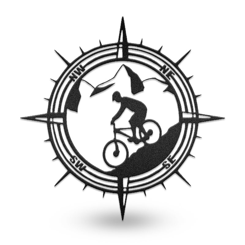 Mountain Bike Compass Metal Wall Art