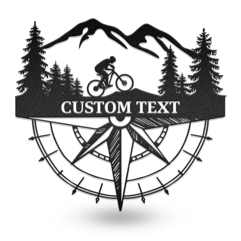 Mountain Bike Compass Monogram Frame Afculture Metal Wall Art