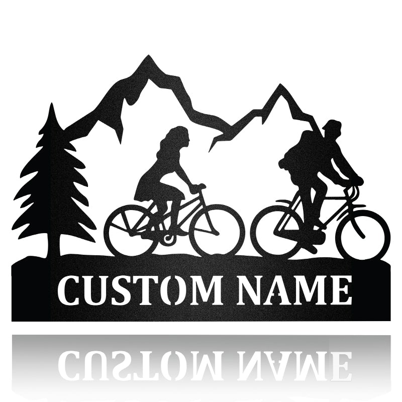 Mountain Bike Couple Monogram Frame Afculture Metal Wall Art