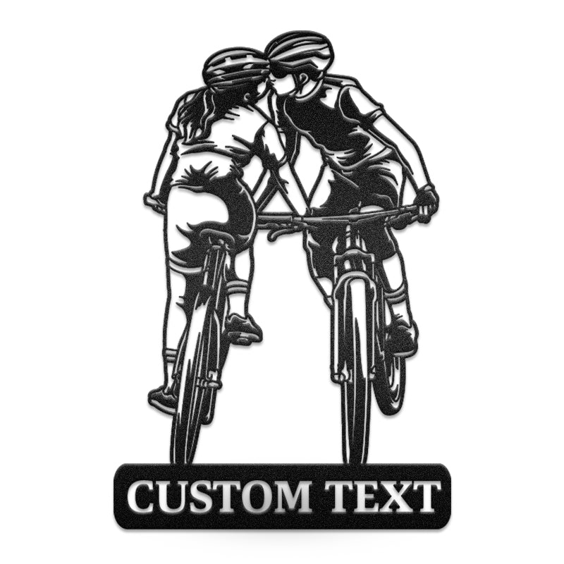 Valentines Day Decor Couple Mountain Biking Metal Wall Art
