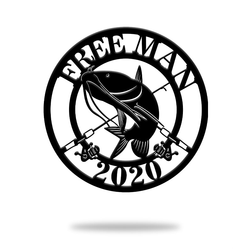 Go Fishing Catfish Custom Text Trout Name Sign Metal Wall Art Decor