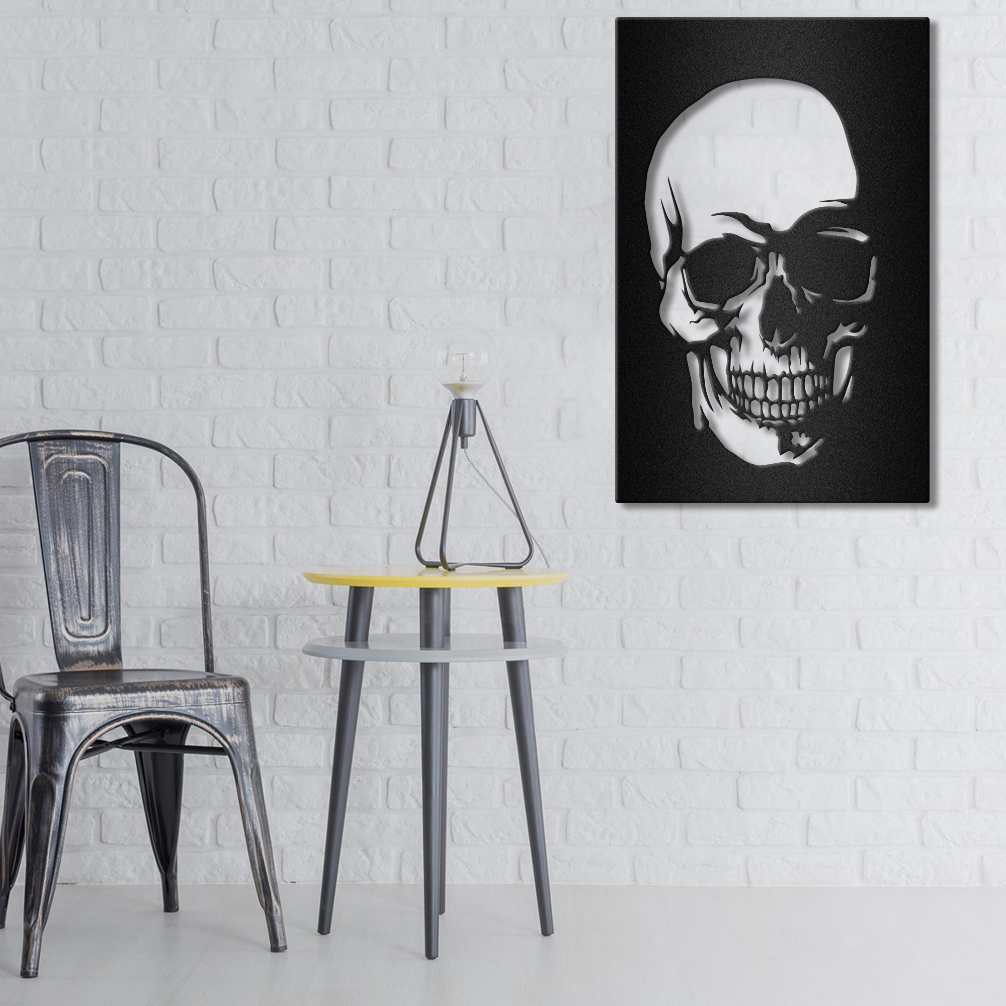 Portait Patterns Gothic Skull Skeleton Skull Metal Wall Art