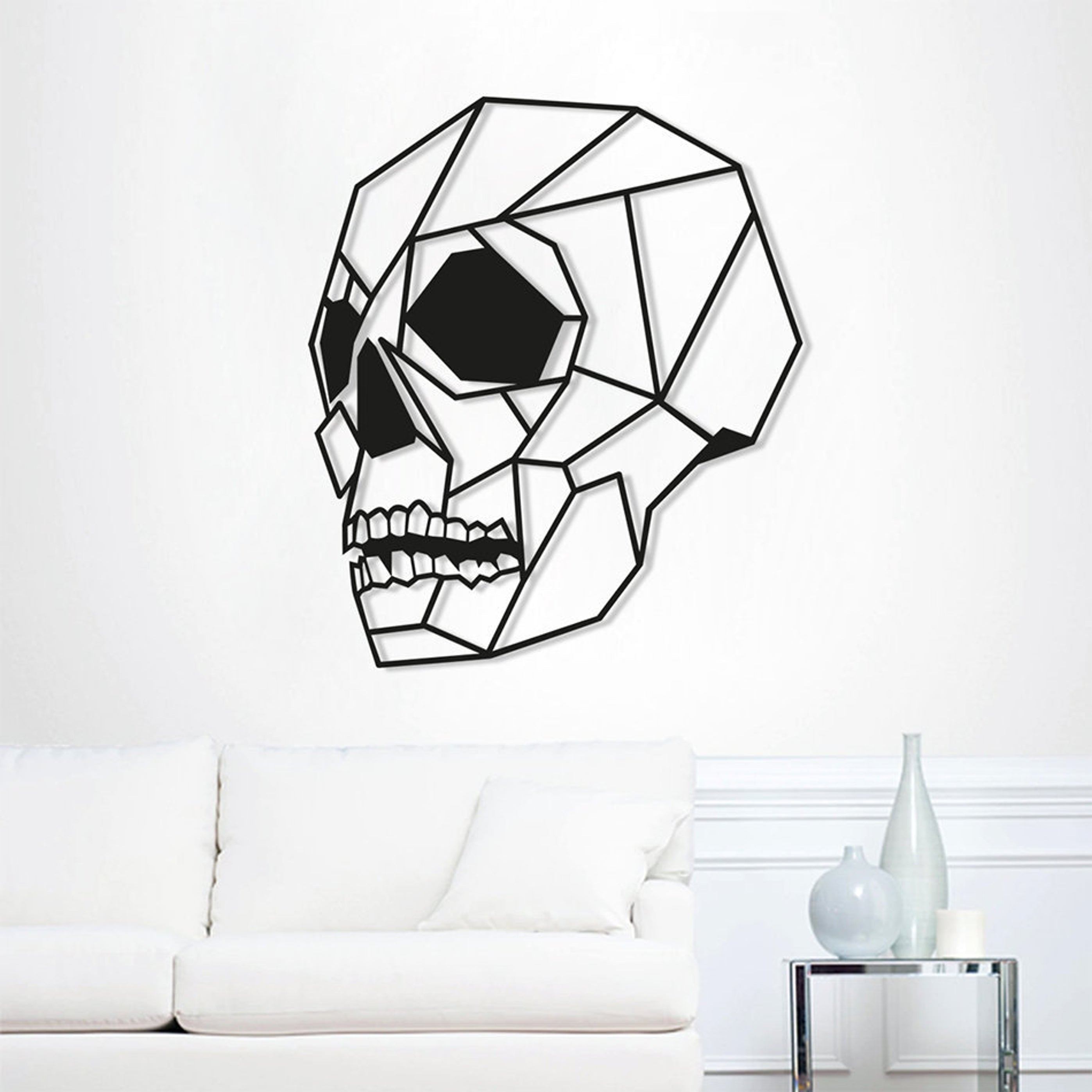 Gothic Geomatric Skull Head Skeleton Skull Metal Wall Art
