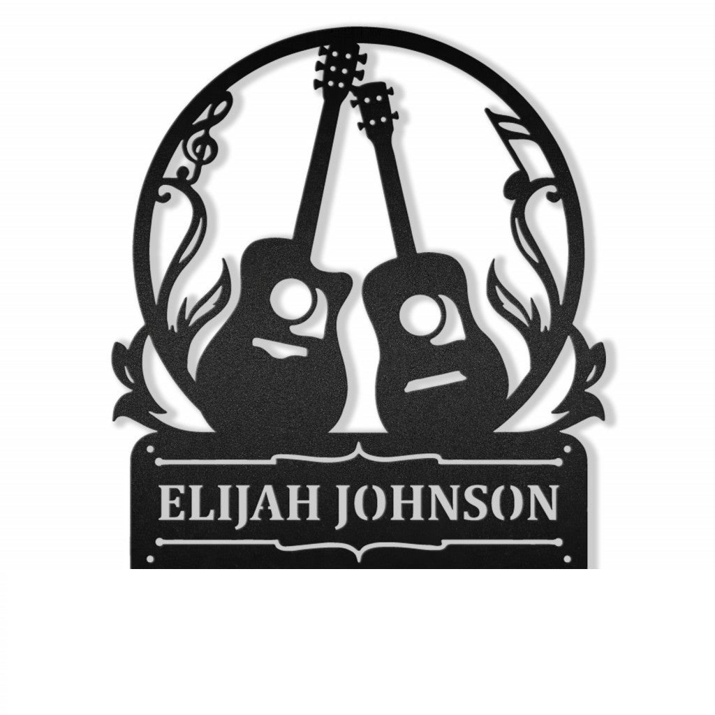 Guitars Acoustic Monogram Personalized Metal Wall Art