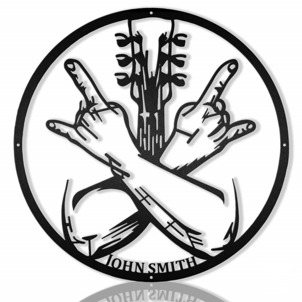Hands And Guitar Personalized Metal Wall Art