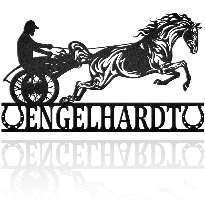 Harness Racing Horse Horseshoe Art - Western Decor Metal Wall Art