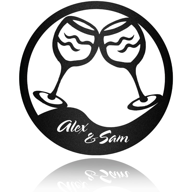 Couple Of Glasses Metal Wall Art