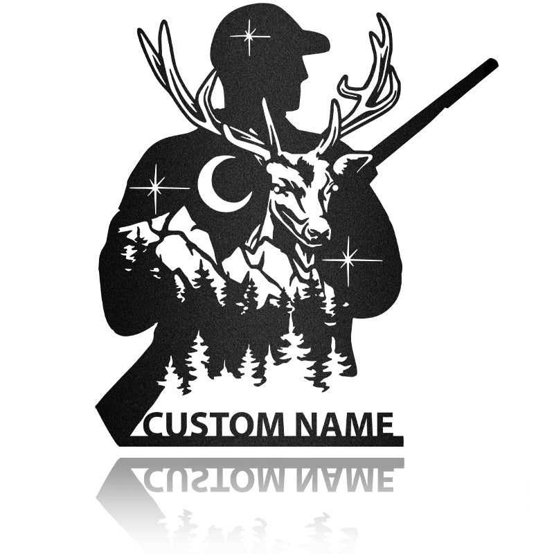 Deer Hunter Custom Name Art Metal Wall Art