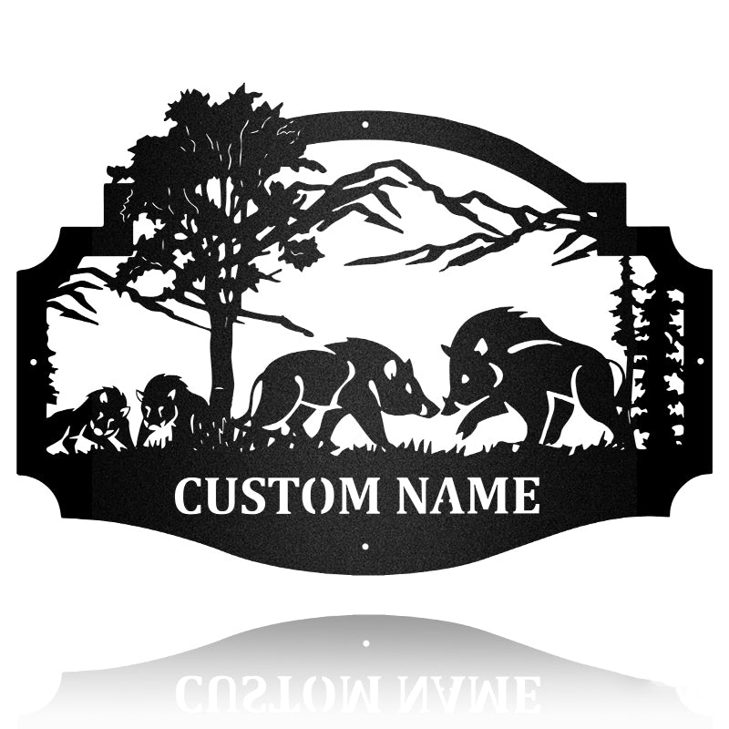Welcome Boar Metal Wall Art