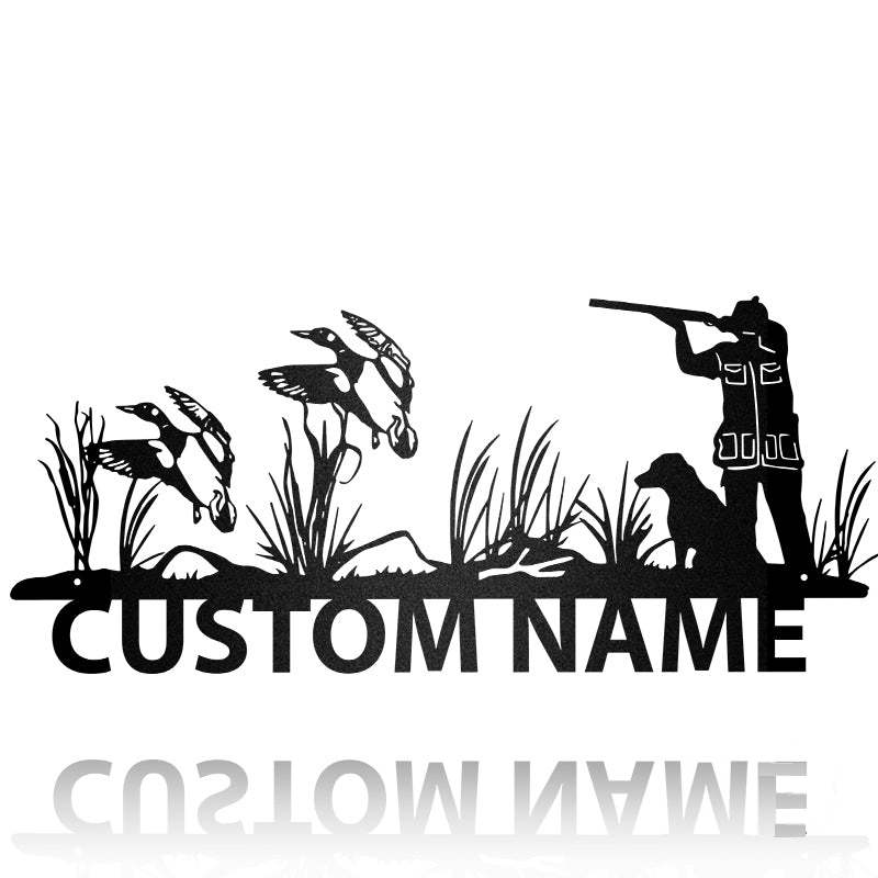 Custom Duck Hunting With Dog Metal Wall Art