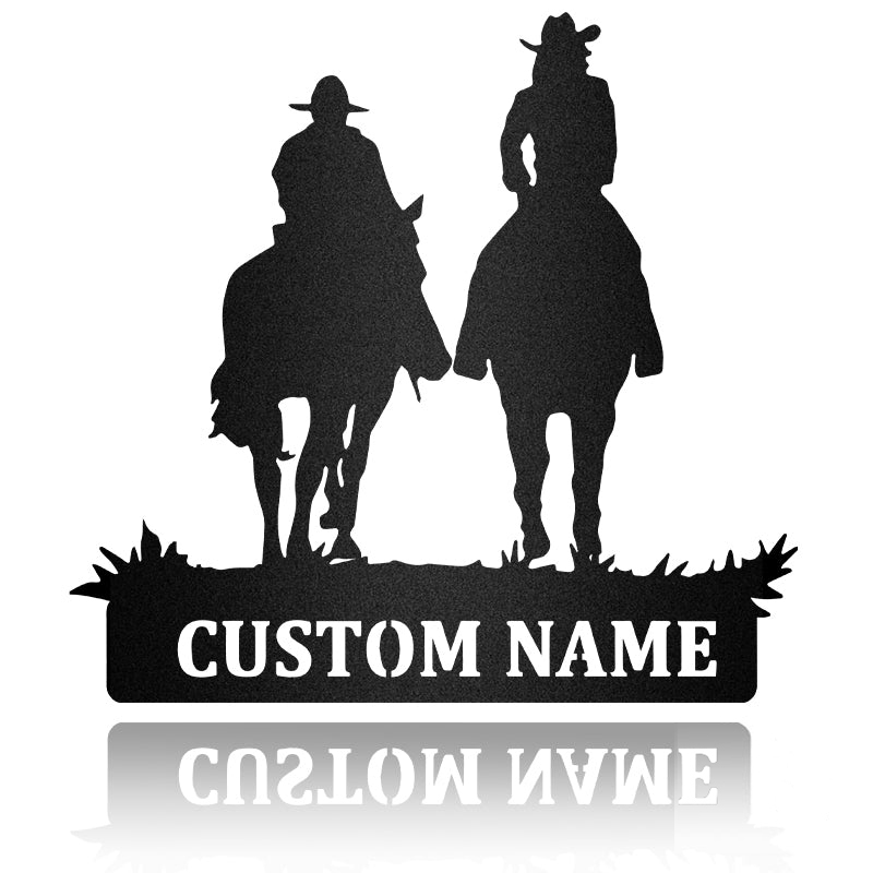 (Up To 3 Kids) Mother And Kids Riding Horse Metal Wall Art