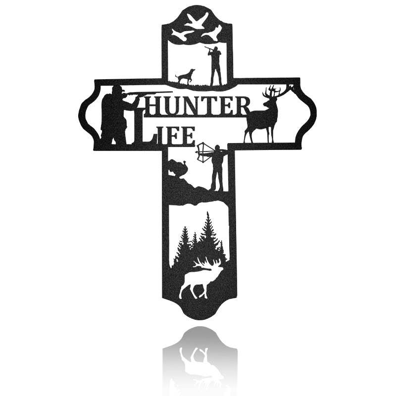 Hunting Life Cross Af Metal Wall Art