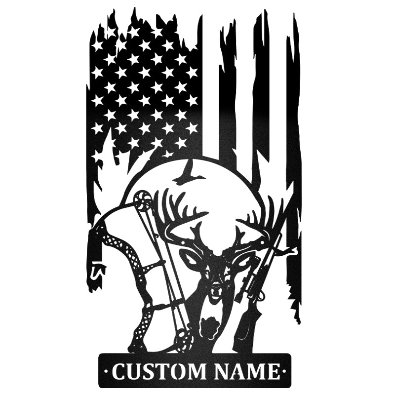 Deer Bow Hunting Custom Name Custom Metal Wall Art