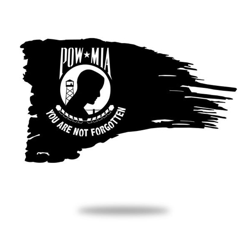 Pow Mia Tattered Flag Metal Sign
