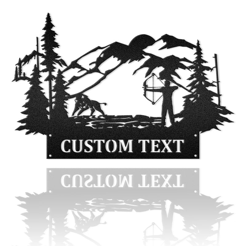 Boar And Bowhunting Custom Text Metal Wall Art