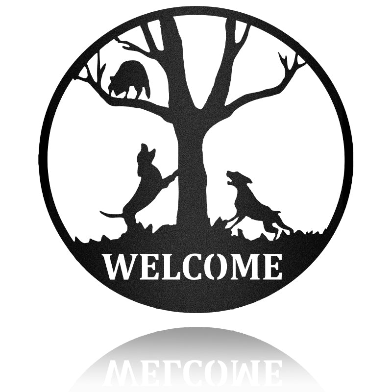 Racoon Hunting Dog Sence Metal Wall Art