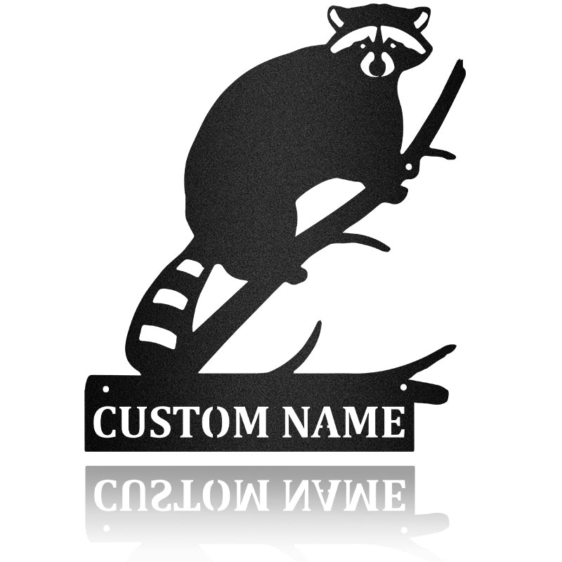 Racoon Hunting Custom Text Metal Wall Art