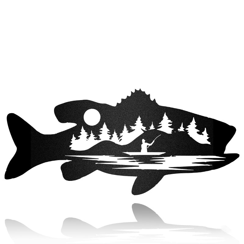 Bass Fishing Outdoor Metal Wall Art