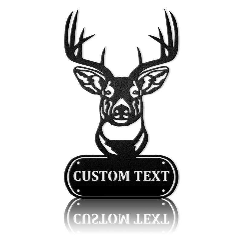 Deer Head With Dogtag Veteran Metal Wall Art