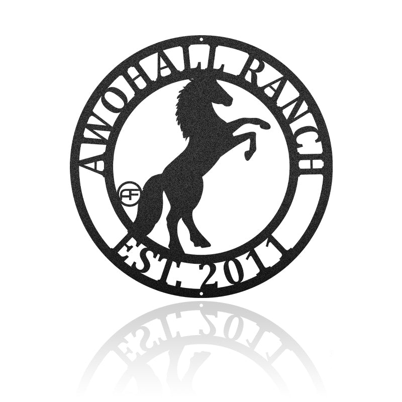 Rearing Horse Ranch Metal Sign Metal Wall Art