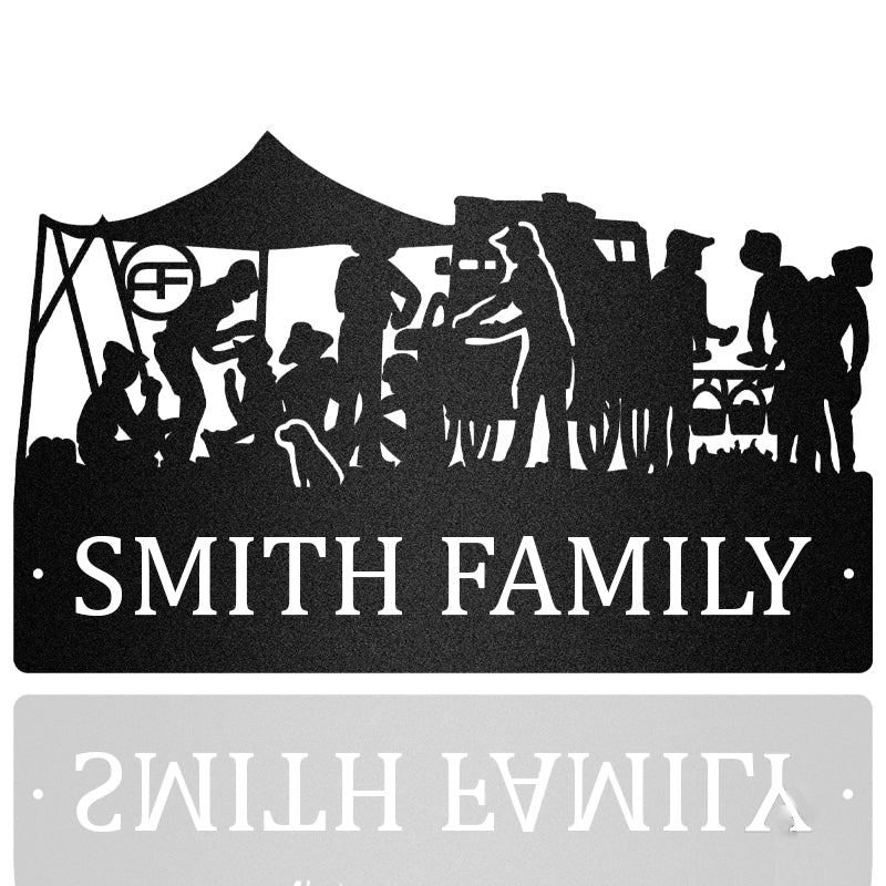 Camping Family Draft Super Metal Wall Art