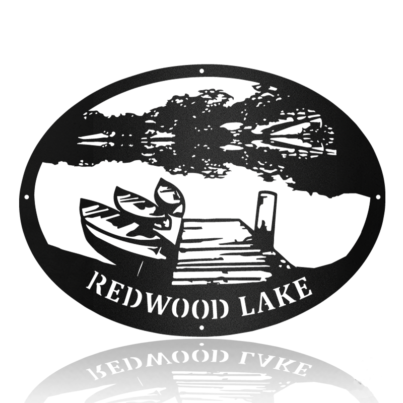 Fishing The Lake Scene Metal Wall Art