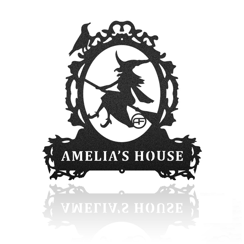 Witch Home Halloween Metal Wall Art