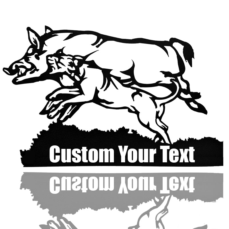 Boar Hunting With Dog Scene 1 Metal Wall Art