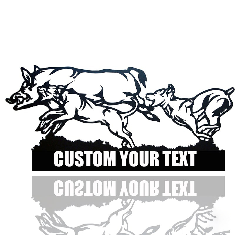 Boar Hunting With Dog Scene 2 Metal Wall Art